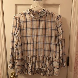 Maeve Plaid High Neck Top